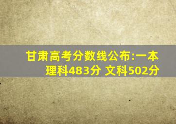 甘肃高考分数线公布:一本理科483分 文科502分